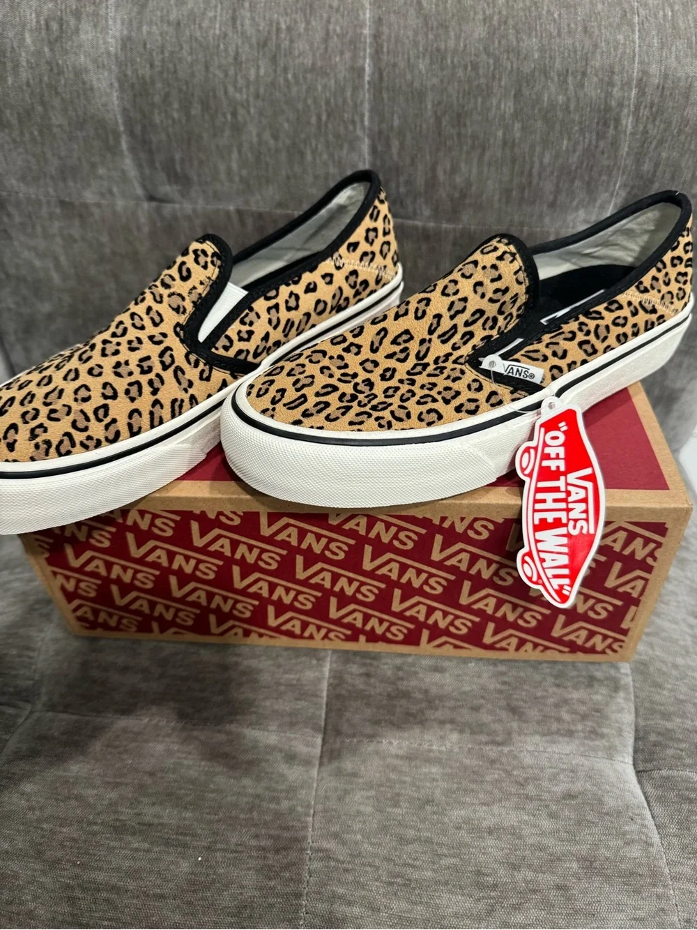 Vans Leopard Print Slip-On Platform Sneakers - Tan/Black